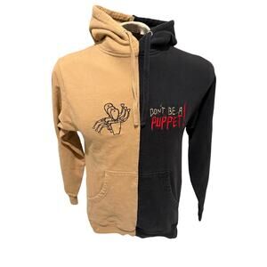 UNXPECTD Split Hoodie “Don’t Be a Puppet” Graphic Tan Black Size Small